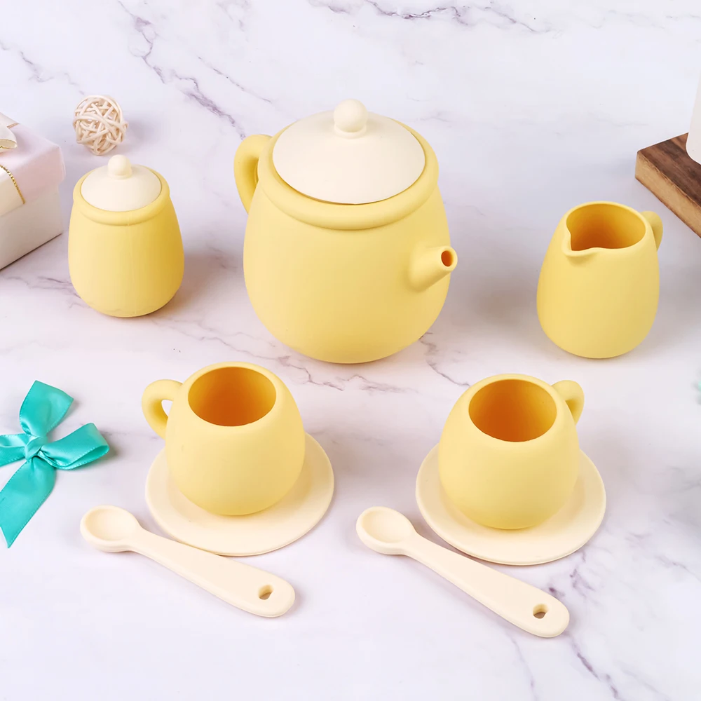 2024 Factory Sale Bpa Free Eco friendly Silicone Kitchen Playing Tea Toy Baby Play Tea Set Toy for Kid
