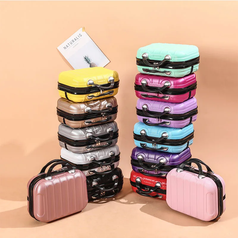 Korean version of new portable cosmetics storage travel luggage 14 inch ABS makeup luggage factory logo printing