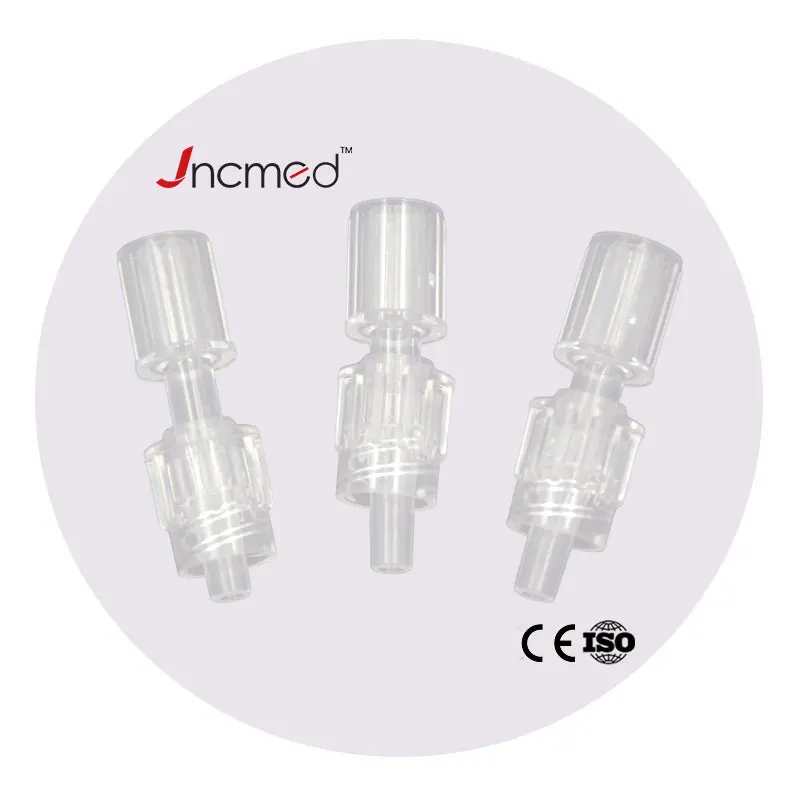 Undetachabe Rotating Male Luer Lock One Way Connector With Cover For OD 4.0mm Tube