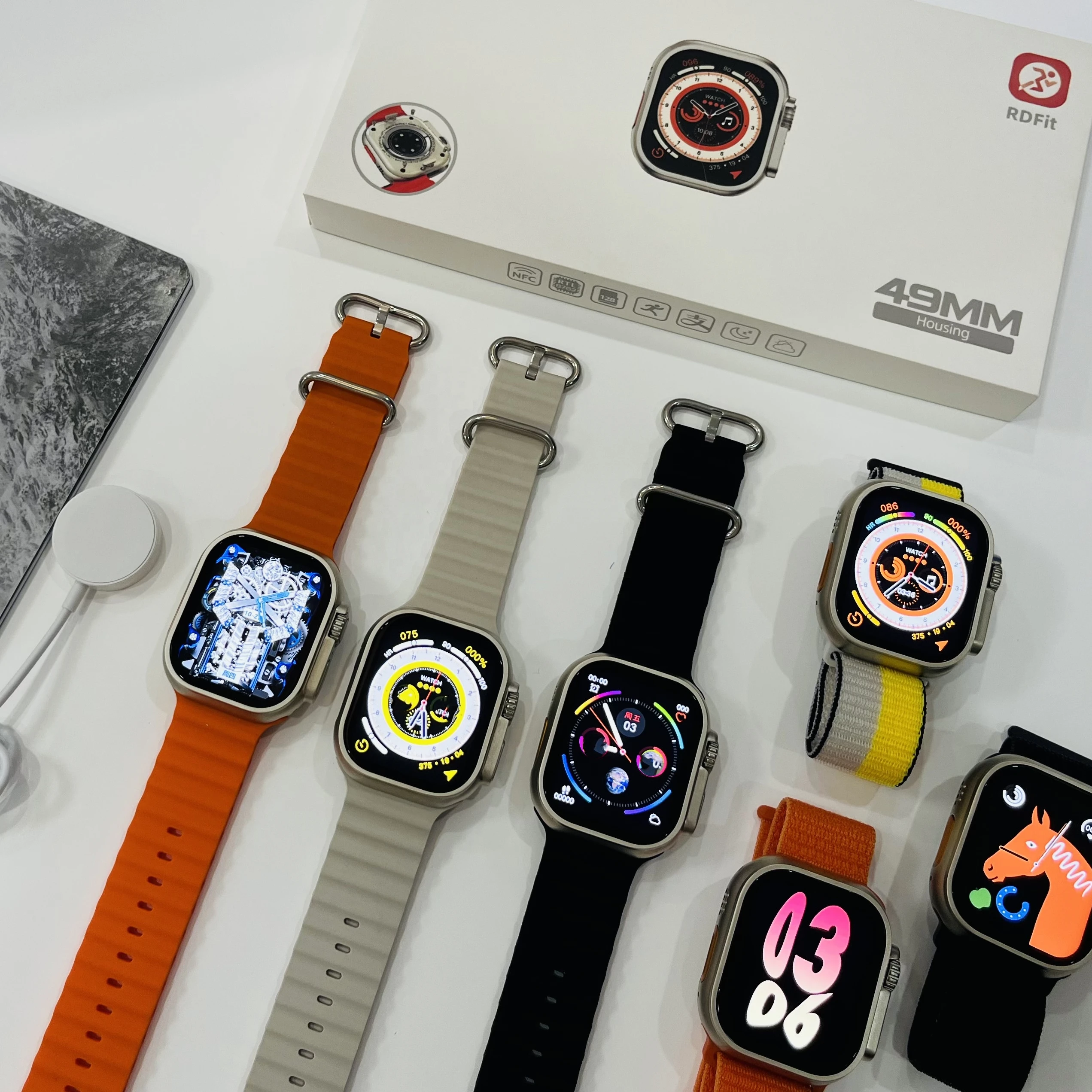 smart watch ultra 49mm 2.05 inches watch back case with locker CLIP Buckle screws NFC wireless charger Z68 ultra smartwatch