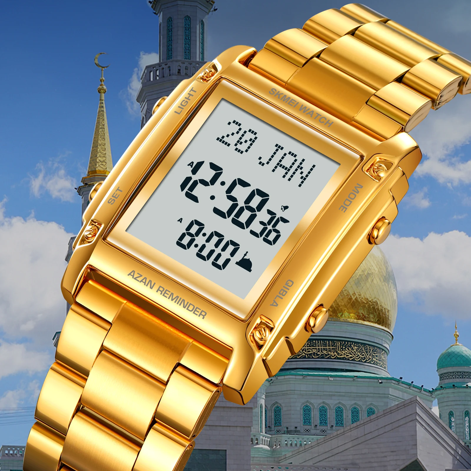 Новые 2024 SKMEI 2277 SKMEI #2277 сталь azan qibla часы мусульманские молитвенные напоминания о времени часы водонепроницаемые Религиозные товары