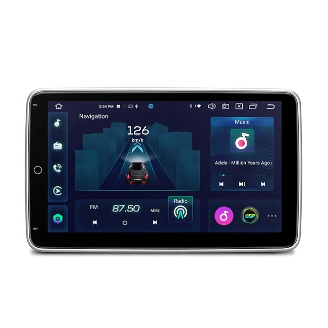 10,1 дюймов Вращающийся QLED дисплей Android Универсальное зарядное устройство один Din автомобильная стереосистема с 4 Гб оперативной памяти, 64 Гб встроенной памяти, Carplay Android Авто DSP 1080P воспроизведения