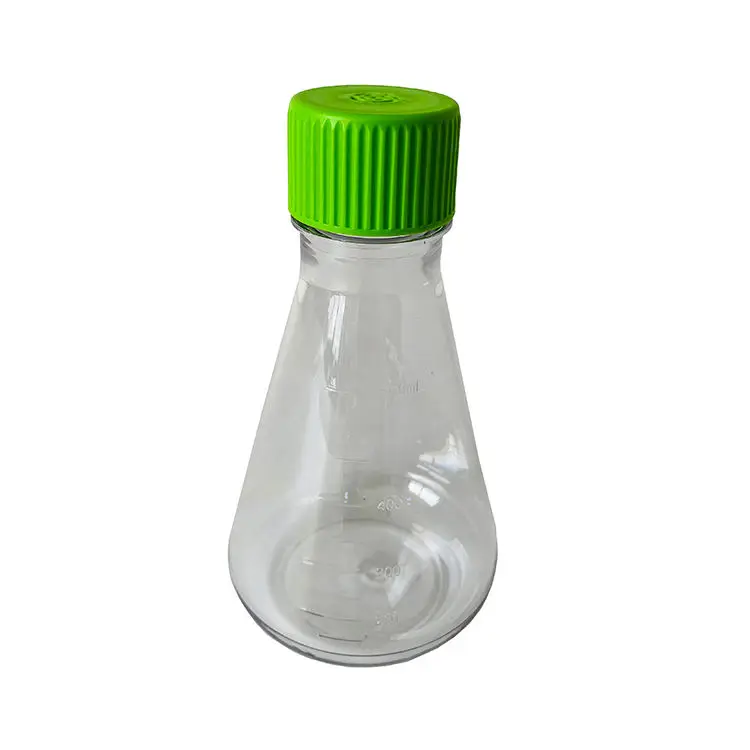 flat bottom lab equipment clear 1000ml PC medical conical laboratory erlenmeyer flask for cell culture