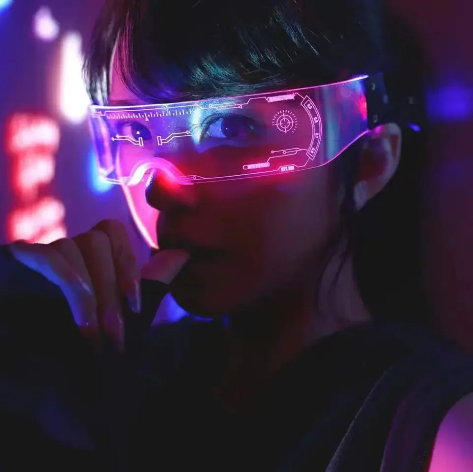 In Stock 2023 Trending Party Glow Toys Visor Glasses Light Up Toys Luminous Glasses for Kids Adults Party Supplies LED Glasses