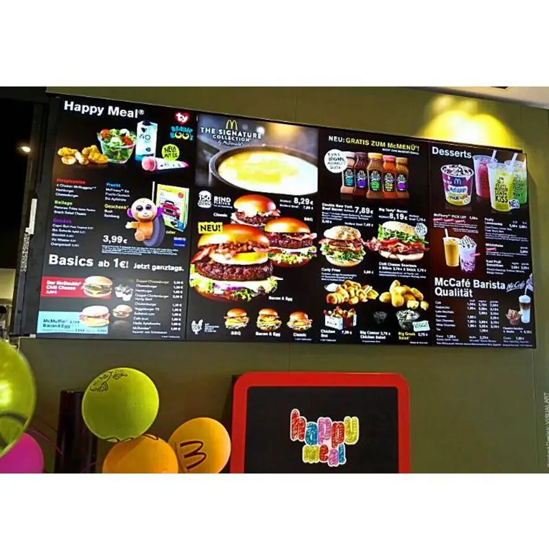 49inch Indoor LCD Digital Signage Restaurant Mcdonald LCD Advertising Digital Menu Board