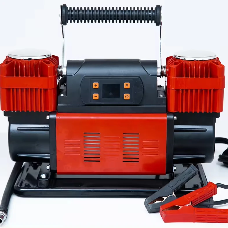 DC12V Сверхмощный воздушный компрессор двойной 60 мм цилиндры портативный насос для автомобильных шин цифровой компрессор