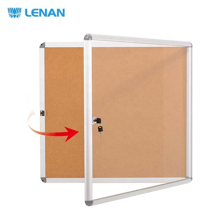 Standard sizes enclosed display cases message notice board cabinet aluminum frame lockable bulletin board with locks