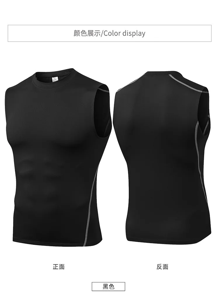 Custom Factory Wholesale Polyester+Spandex Sports Tank Tops for Men Fitness and Gym Workouts Compressiong Sleeveless tank Tops