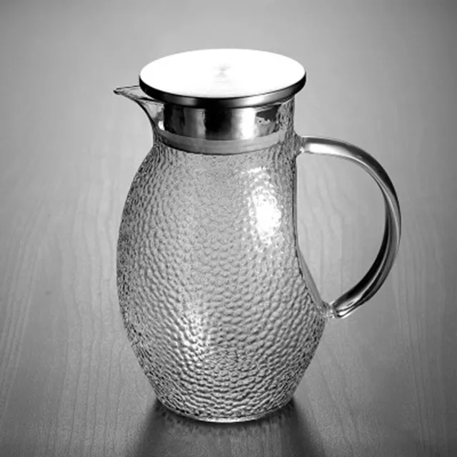 1.3L hammer pattern new style chinese glass teapot pitcher  with 304 lid