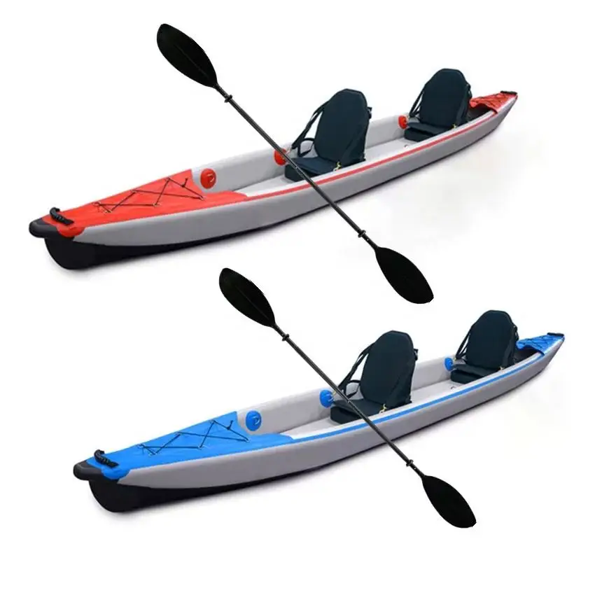 Single or double person high pressure all drop stitch Inflatable kayak 2 person fishing canoe fishing boat