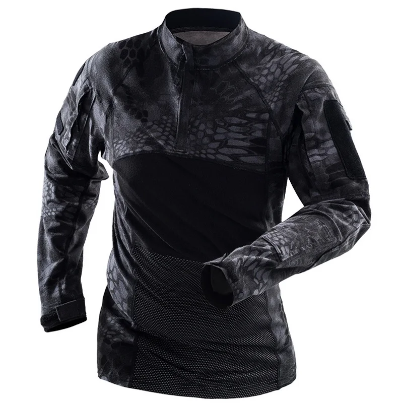 
new style Long Sleeve Black Python Frog Army Military Uniform Camo Frog Suits Black 
