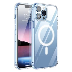 TENCHEN Hight quality transparent clear magnet phone case for iphone 13 14 Pro max magnetic case
