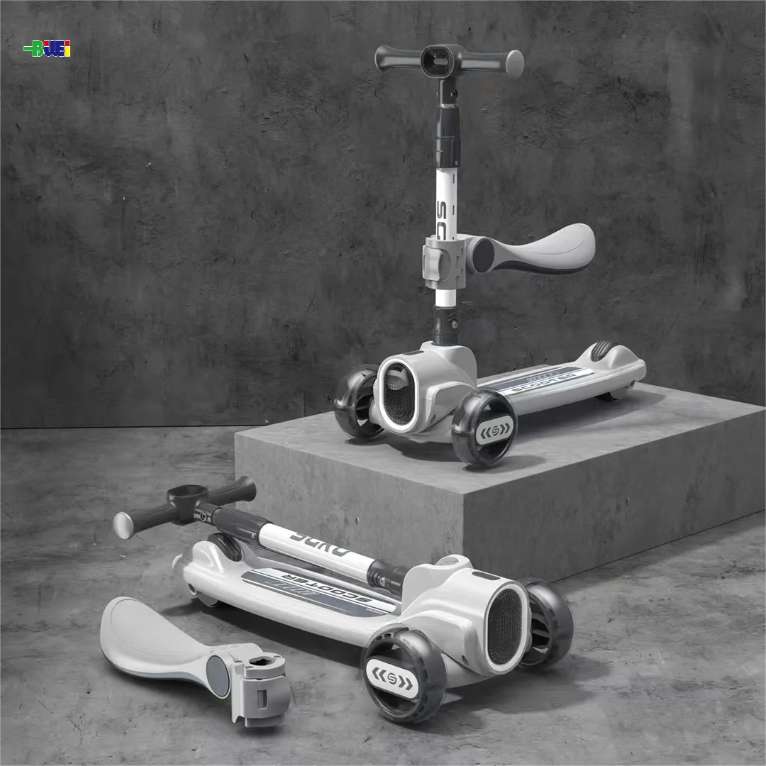Wholesale Multifunctional 3 In 1 Foldable Children Kick Scooter with seat 3 Wheels foot Kick Scooters for kids With  music