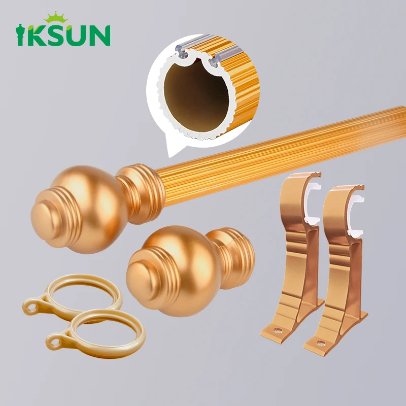 Top selling Double roman curtain rods and rails Aluminum Alloy heavy duty wall stick track Europe style decorative curtain rods