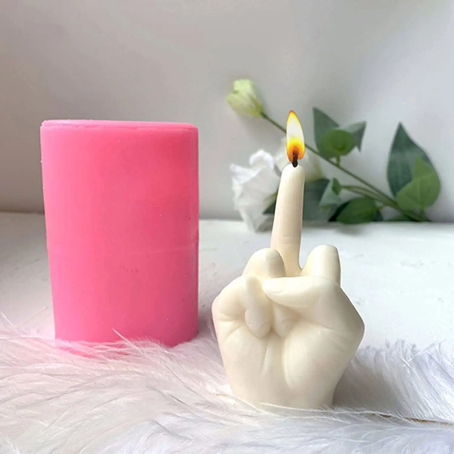 Wholesale Handmade Diy Soap Molds Making Decorative Minimalist Gift Finger Shape Beeswax Silicone Candle Mold