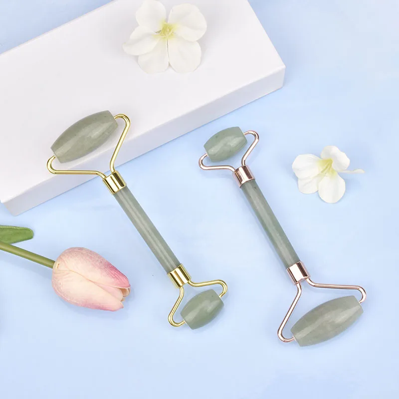 100% натуральный массажер из авантюрина, Нефритовый ролик для лица, инструмент для красоты лица и глаз, припухлость