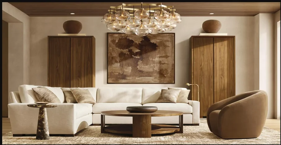 OEM New Arrival Modern Contemporary Design Celebrity Oval Glass Shade Nordic Pendant Light Bronze Round Chandelier