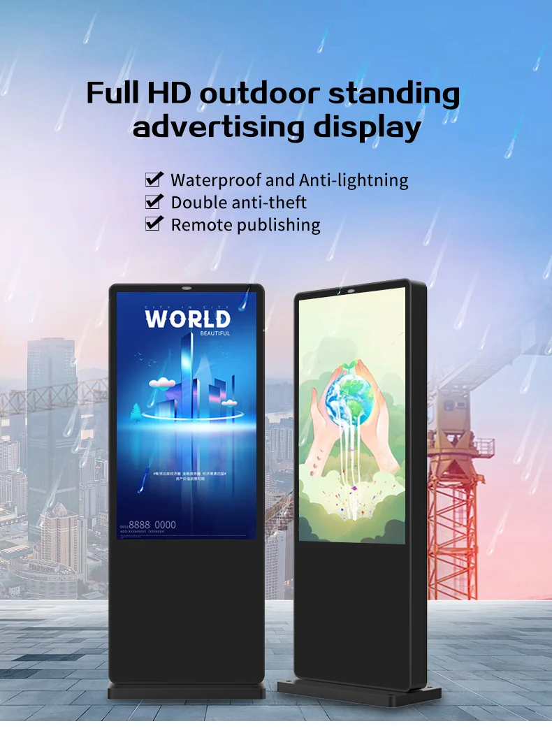 Hot Product 43 50 55 Inch Waterproof Full Color Multi Touch Screen Digital Signage Display Outdoor Advertising kiosk