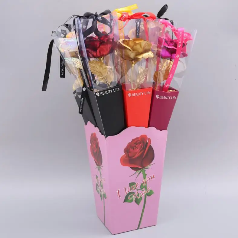 Новинка 2020 г., стильное светодиодное покрытие из золотой фольги с изображением Галактики, розового звездного неба, вечная роза на День святого Валентина