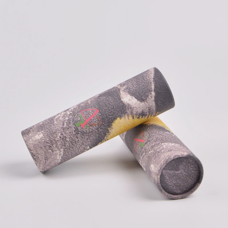 Eco friendly cylinder lipstick powder eyebrow brush bamboo with paper tube  packaging light pink stick deodorant