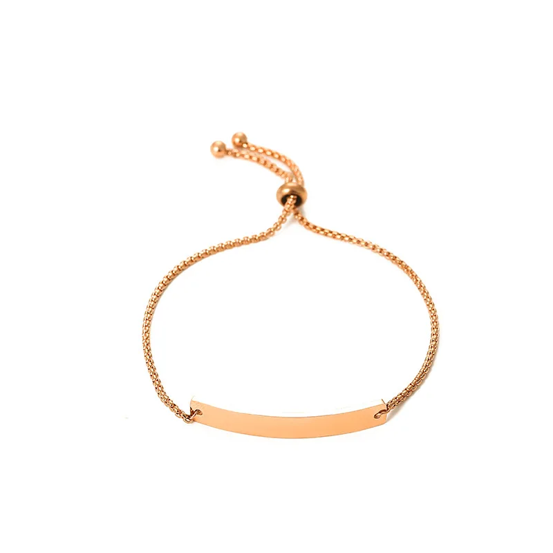 New Arrival Hot Adjustable Stainless Steel Chain Bracelet Custom Engraved Strip Bar Bracelet