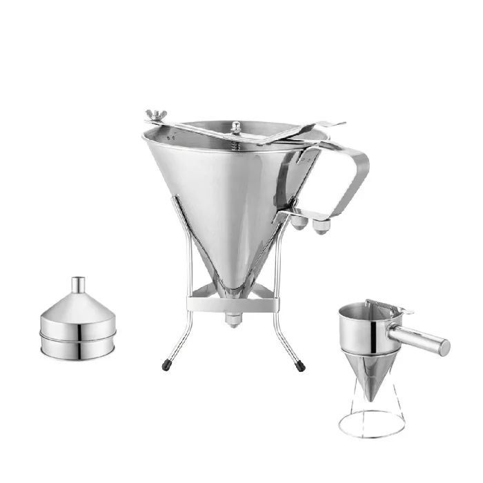 
Stainless Steel Waffle Pancake Batter Dispenser Oil Funnel Octopus Balls Tools,Meatball Funnel With rack 