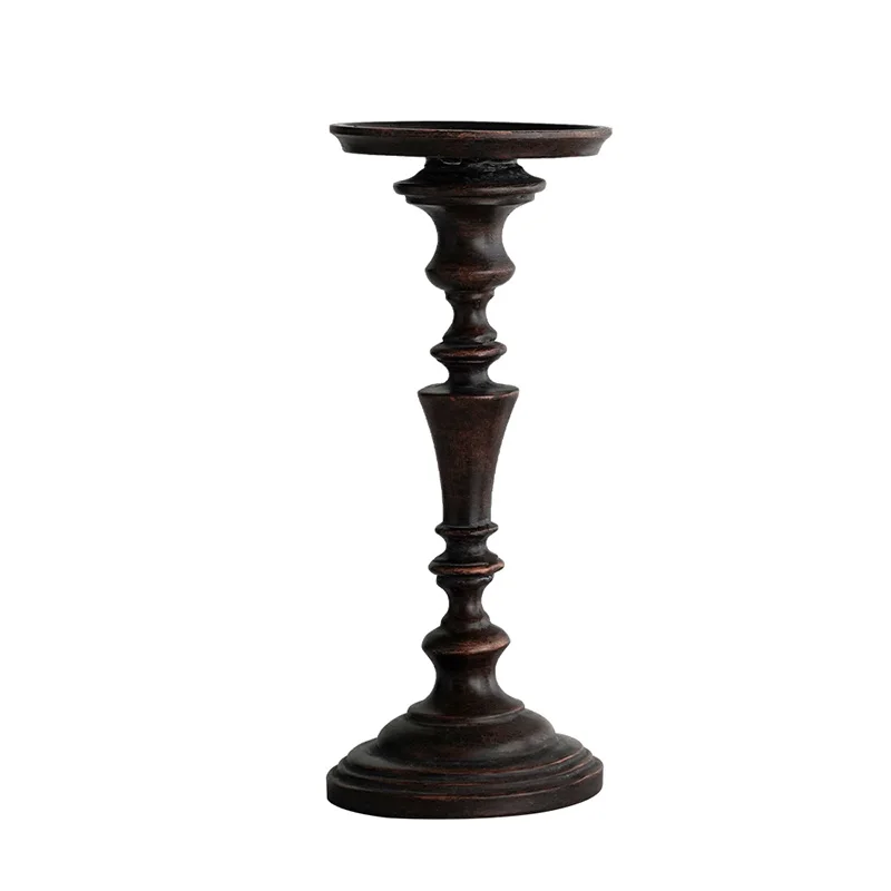 Home Candle Decoration European Luxury Romantic Table Decoration Ins Wind Retro Resin Brown Candlestick Candles Jars