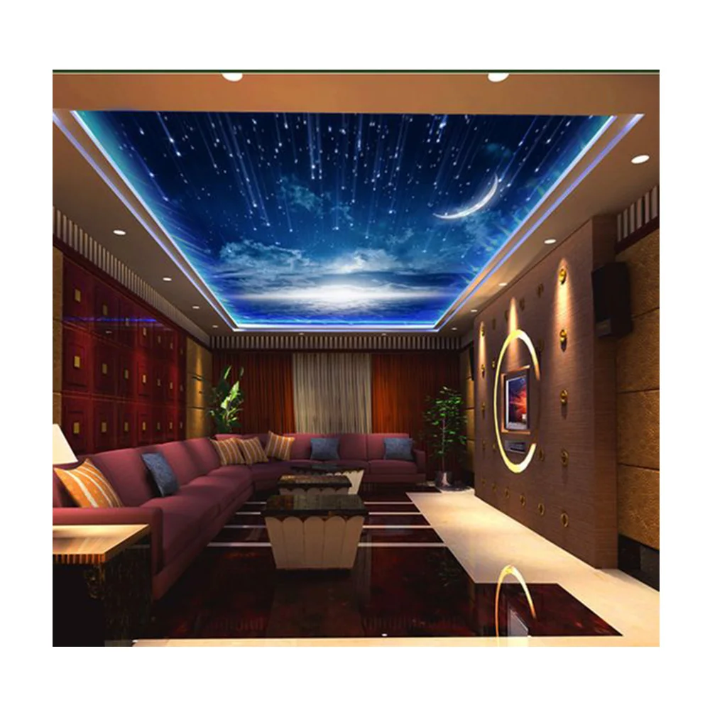 Hot sale Galaxy night False Ceiling Design Good Quality Pvc Stretch Ceiling Tile Board 3d ceiling designs for living pop room