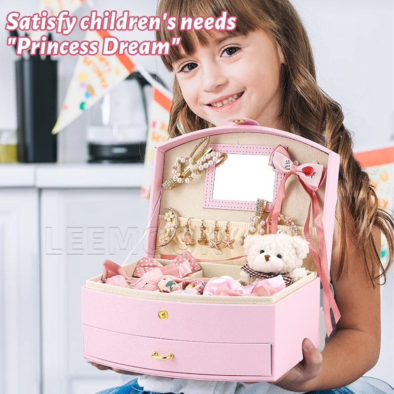 Leemook Custom 48Pcs Fashion Girls Hair Accessories Waterproof Exclusive Hairpin Rope Girls Makeup Box