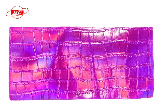 PU leather Laser Crocodile pattern customized 1.0mm leather pu synthetic leather for bags, backpacks
