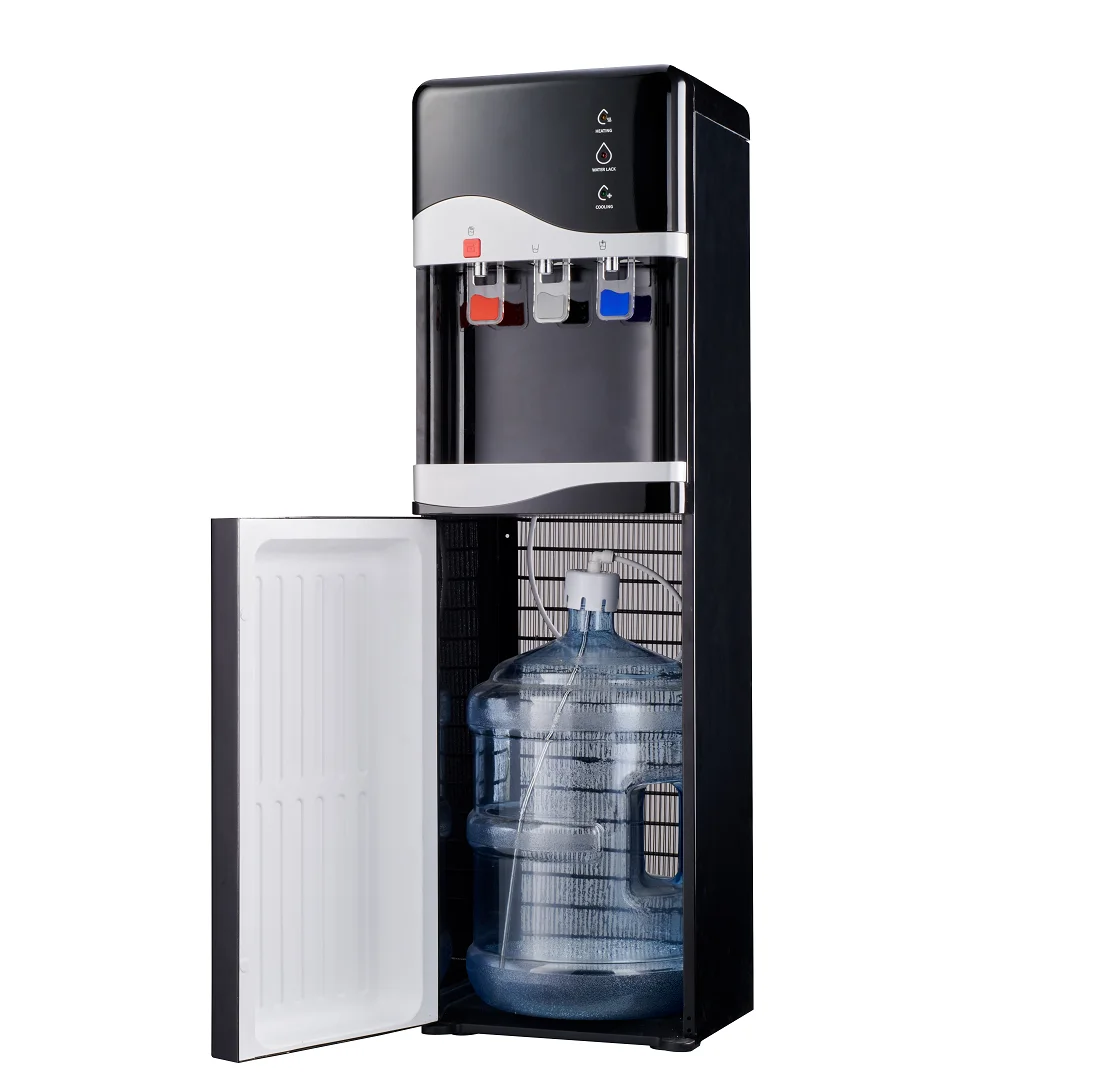 Vertical Hot Cold Warm 3 Taps Compressor cooling Water Dispenser YLR-2-5-V93BLB black water cooler with refrigerator