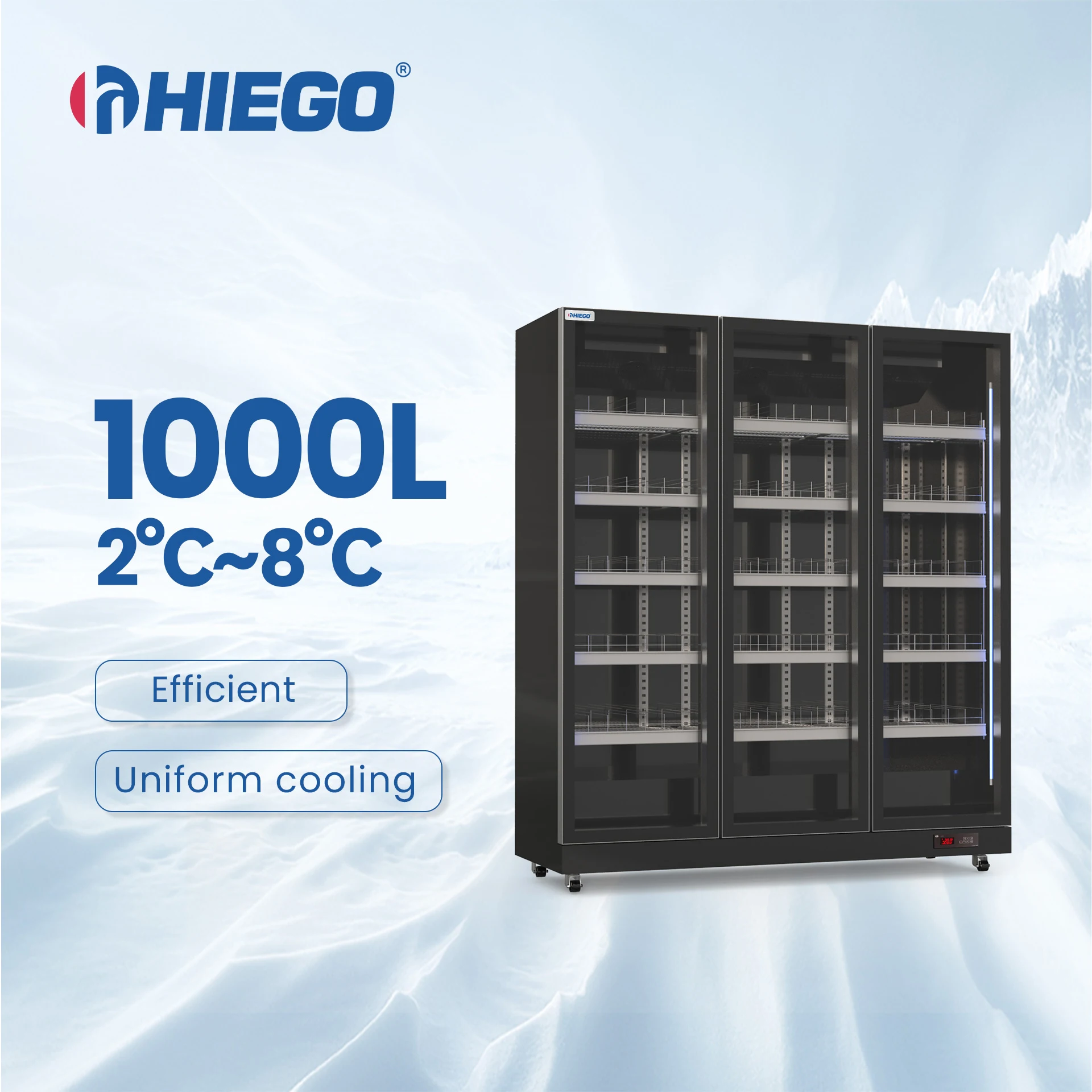 New products 3 door 1000L low price upright fridge glass double door chiller beer display refrigerators