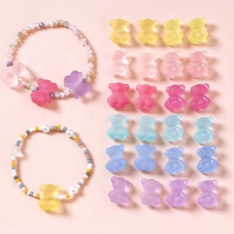 Wholesale 2022 New Arrival 50pcs/bag Matte Clear Color Acrylic Bear Beads For DIY Bracelet Jewelry Making