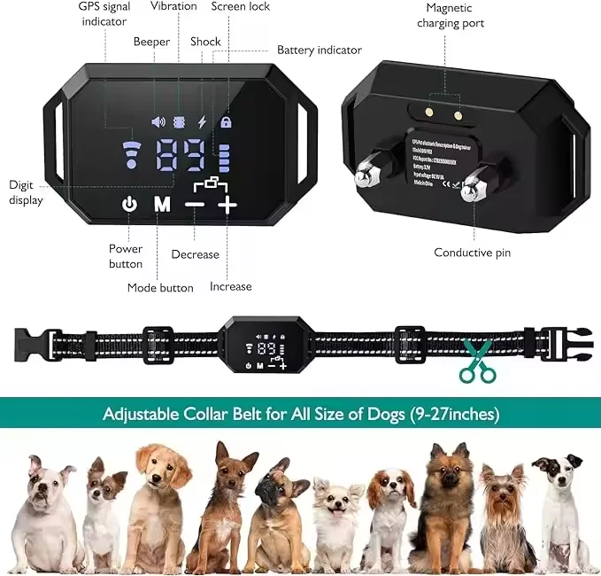 Wholesale Customizable Pet Waterproof Large Dog Wireless Electronic Fence GPS Collar Dog Trainer