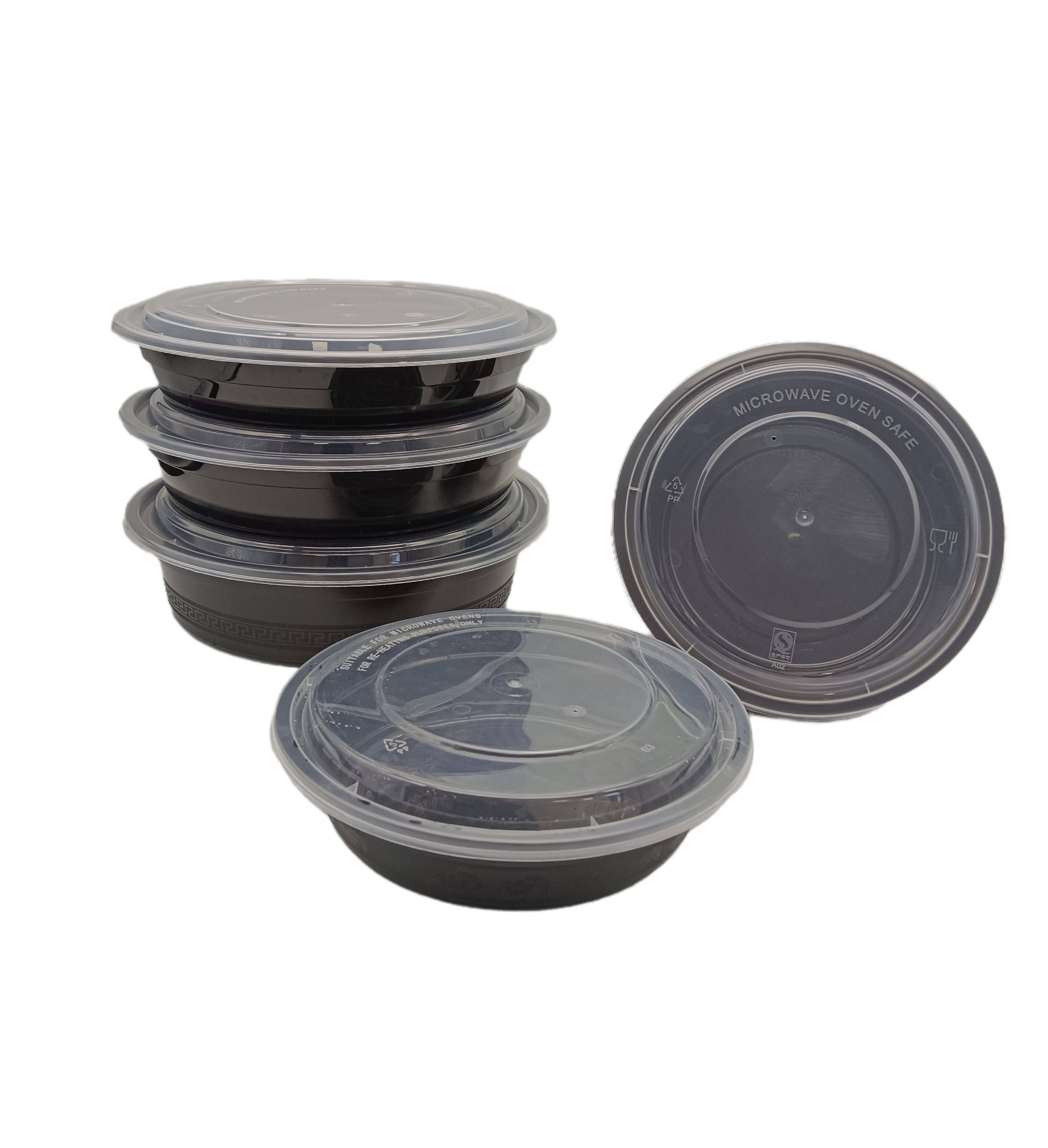 Черный круглый одноразовый Ланч-бокс суп для микроволновой печи с пластиковой