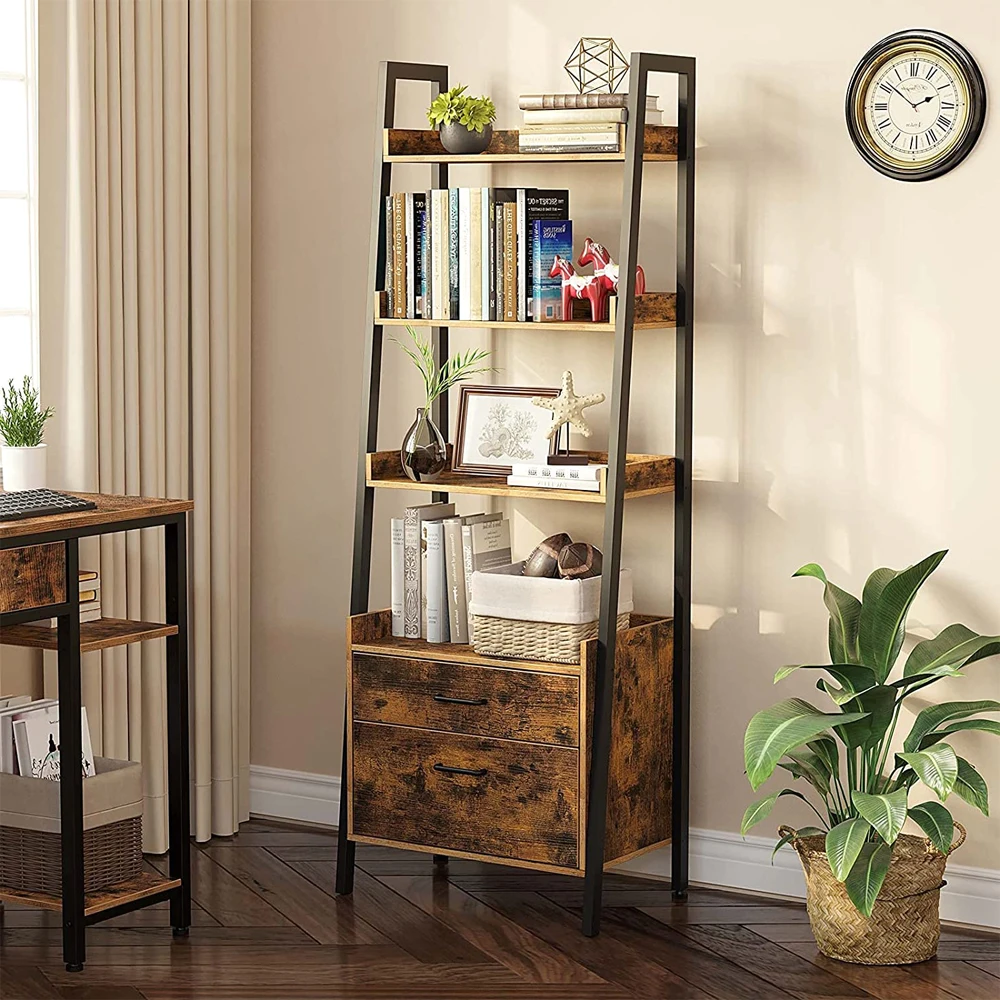 Factory Bookshelf Library Wall Book Rack Living Room Furniture Manufacturer Libreros Wooden Ladder Simple Bookcase Shelves