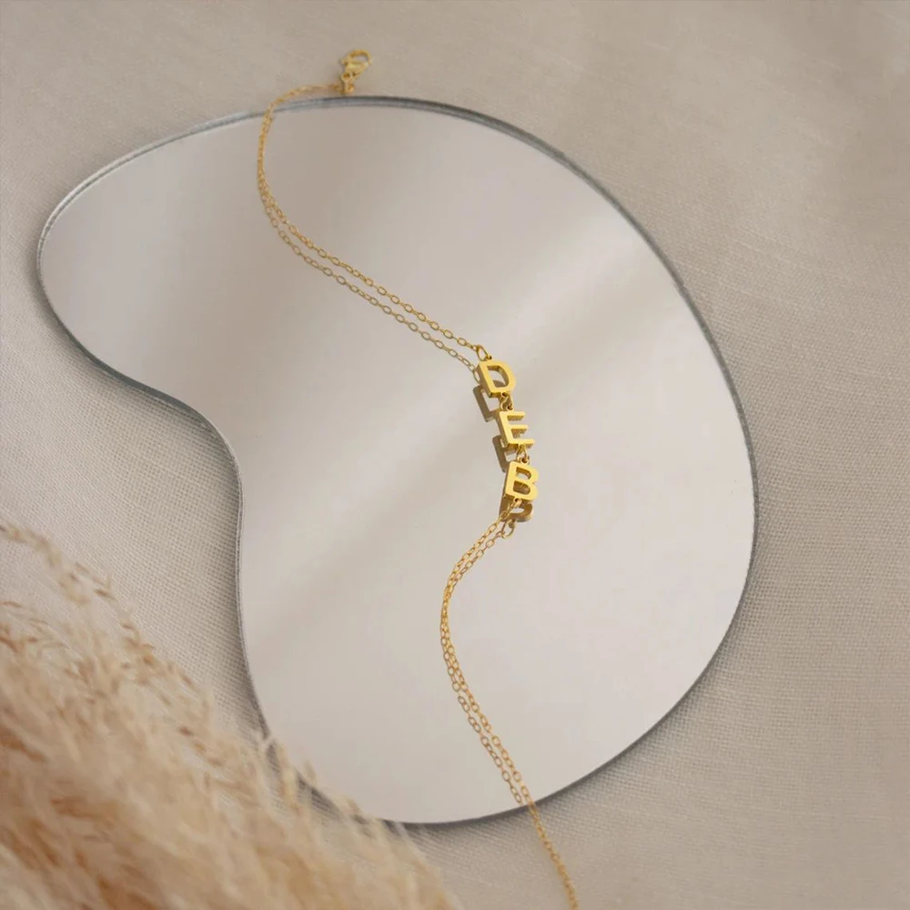 eManco High Quality Stainless steel Personalized Name Jewelry Women Custom Gold 26 Initial Letters Name Bracelet