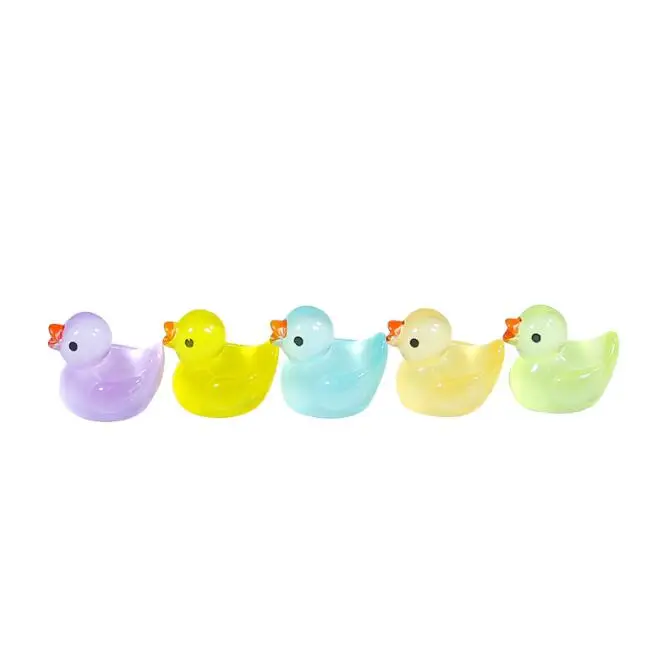Glow In Dark Resin Ducks Charms Home Decorate Miniature Microlandschaft Yellow Ducks Resin Crafts Ornaments