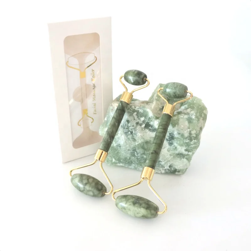  private label natural nephrite custom facial green jade skin face stone ball roller and gua sha massager with box for