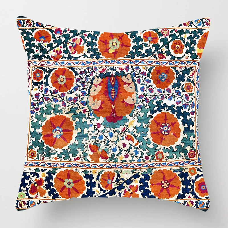 Amity Turkish Ethnic Style Printing Throw Pillow Cover Pillowcase Home Decoration Indian Sofa Cushion Cover 45x45