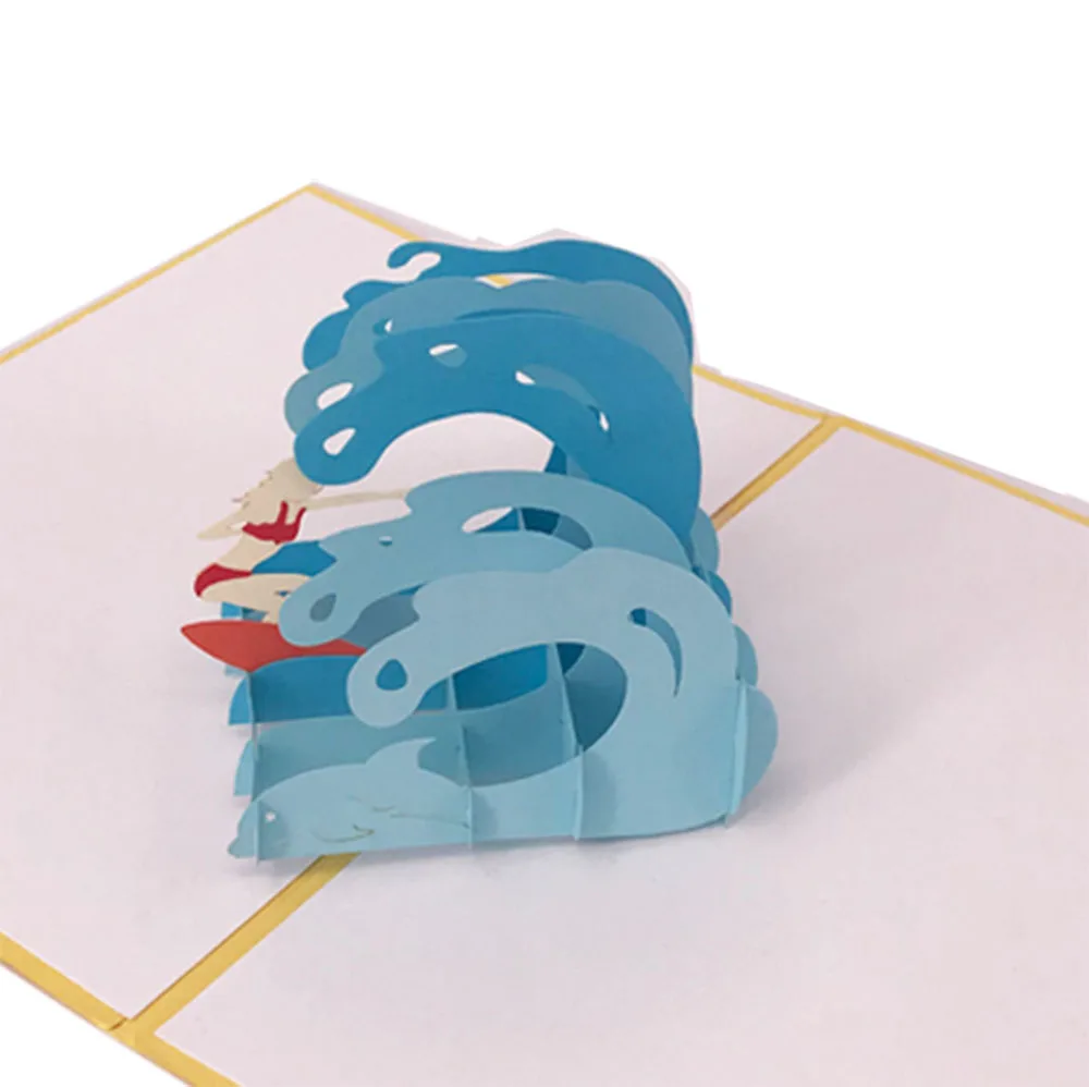 Custom Surfing 3D Pop Up Card Greeting Card