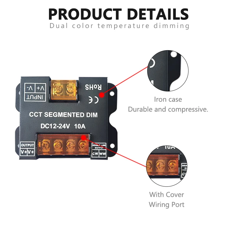 Wireless 2.4GHz RF CCT LED Strip Light Controller DC 12V 24V 10A 240W Tape Bar Lamp 86 sty Touch Panel Dual Color Switch Dimmer