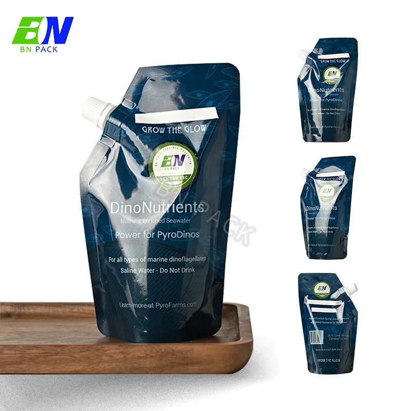 Reusable Clear Plastic liquid juice beverage Travel Alcohol Liquor Packaging stand up bag Spout Pouch