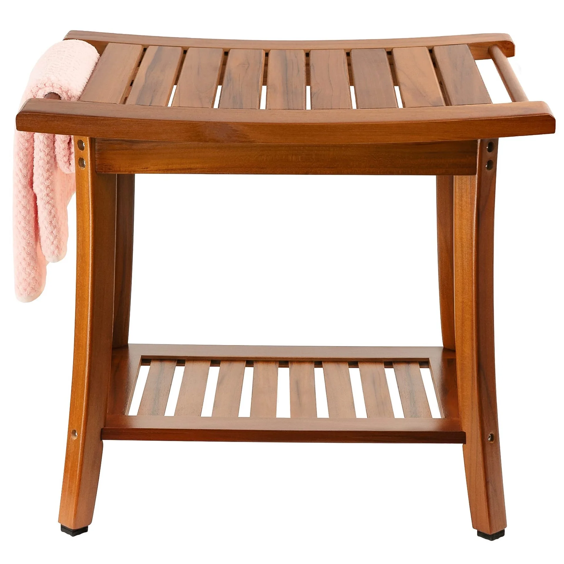 JINNS waterproof wooden bath bench step stool set with storage shelf shower spa seat bench with handles