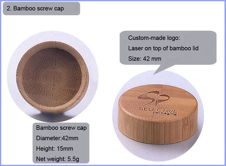 Empty frosted cosmetic glass jar with real bamboo cap