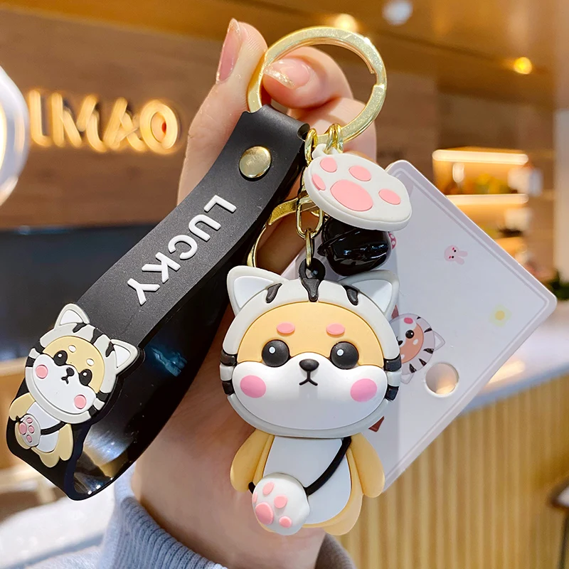 Genuine Cartoon Chai Xiaohu Keychain Female Cute Tiger Shiba Inu Doll Couple Key Chain Bag Pendant