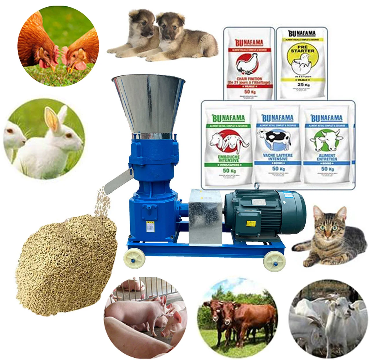 2.5mm 4mm 5mm small farm use chicken feed making machine fish feed extruder pellet machine animal feed pellet machine for sale