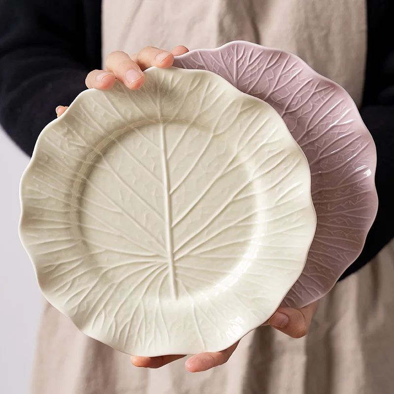 8inch European Style Pasta Salad Plates Ceramic Cream White Dish Dessert Steak Plates Tablewares Dinnerwares