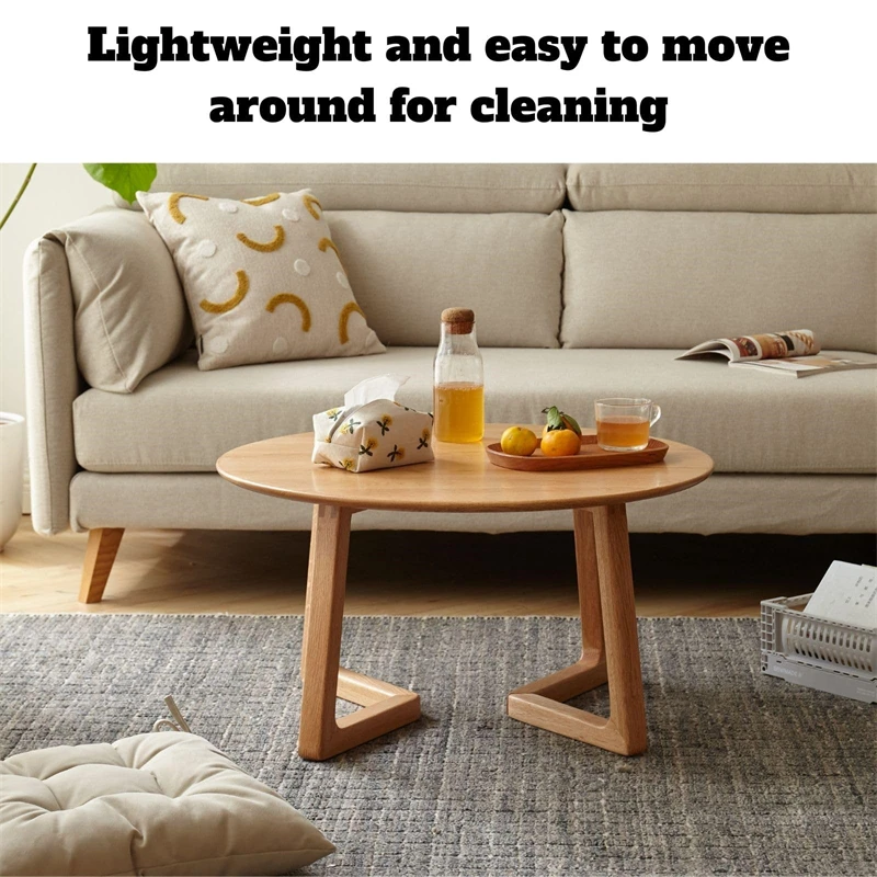 Log Color Low Modern Round Solid Oak Wooden Coffee Table for Coffee Shop