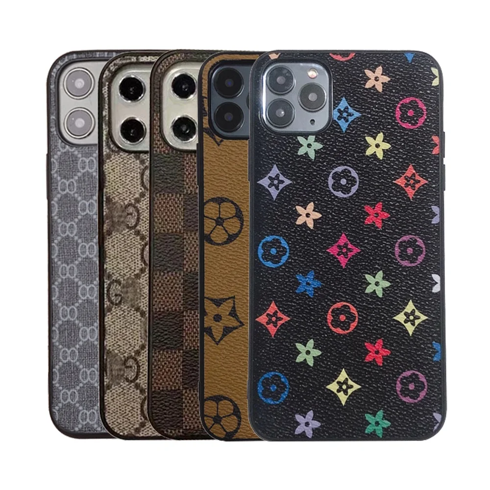 2022 Leather Stylish PU Mobile Back Cover Designers L Luxury Brand Phone Case for iphone 13 12 11 Pro Max Mini 7 8 Plus V XR